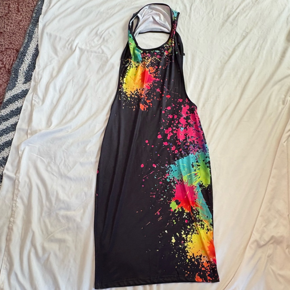 Colorful Splatter Print Dress